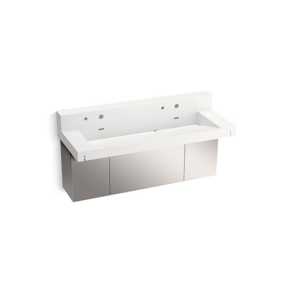Kohler 60In Wall-Mount Trough Lavatory System With Backsplash In Iconic White 81027-BSS-KEW - main